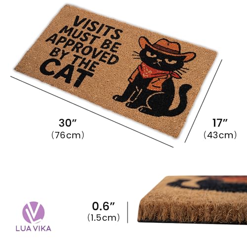 Funny Coir Door Mats Outside and Inside, Cat, 17 x 30 in - color: Cat