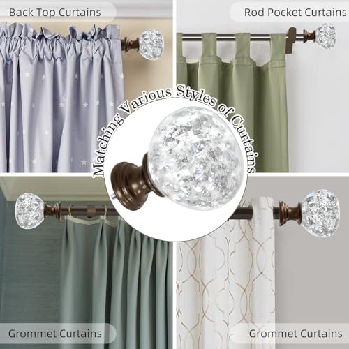 Brown Double Curtain Rod 66-120 Inch Heavy Duty Foil Resin Finial - color: Brown, size: 66-120"