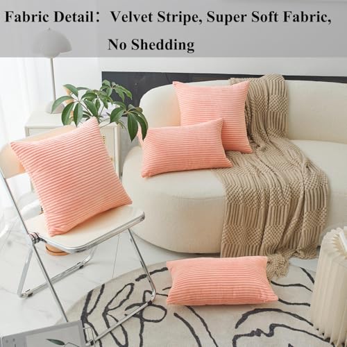 Home Brilliant Corduroy Throw Pillow Covers 16x16 Accent Pillows 2 Pack Pink Throw Pillows for Couch Bedding Room, 40cm, 2 Pack, 16 x 16 Inch, Coral - color: Coral, size: 16" x 16" (Pack of 2)