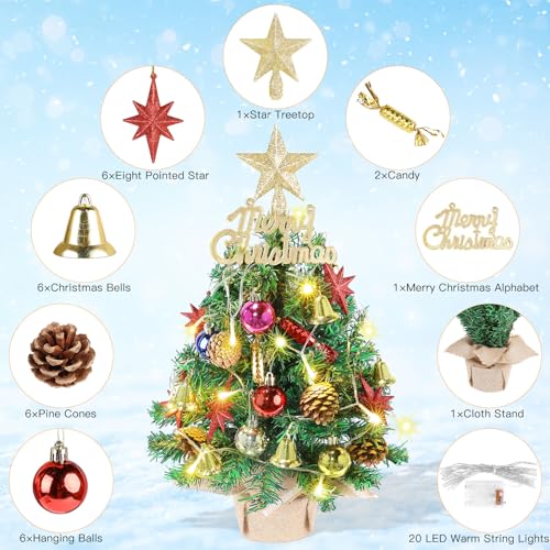 AGIRL Small Christmas Tree with Lights,21.65 in Mini Tabletop Tree Decor - style: Octagonal Star Christmas Tree