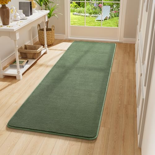 Amearea Modern Soft Hallway Runner Rug, 2x6 Sage Green Washable Runner Rugs - color: Sage Green, size: 2' x 6' (Runner)