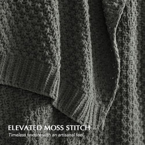 EVERGRACEHOME Chunky Chenille Knit Throw Blanket, 108x92, Charcoal Gray - color: Charcoal Gray, size: 108" X 92"