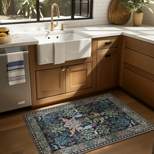 2x3 Washable Throw Rugs for Entryway: Door Mat Indoor Entrance Small Area Rug Non-Slip Low Pile Soft Kitchen Rug for Front Door Indoor Entrance Entry Kids Room Bedside - color: Animal-dark Blue Black, size: 2' x 3' (Rectangular)