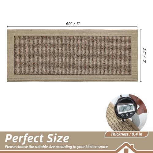 BEQHAUSE Kitchen Runner Rug 24"x60", Non Slip Kitchen Mat Washable, Taupe - color: Taupe, size: 24" X 60" (Rectangular)