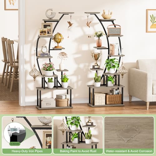 2 Pack Plant Stand Indoor with Grow Lights, 9 Tier Large Tall Plant Shelf