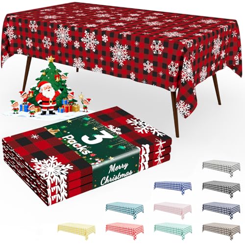Smiry Disposable Rectangle Plastic 54 x 108 Inch Table Cloth 3 Pack - color: Christmas Red