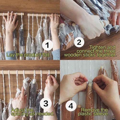 Macrame Wall Hanging Yarn Boho Handmade Wave Tassel Home Decor 47"W*39"L - color: Multi