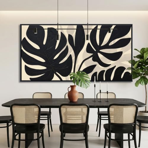 Neutral Botanical Canvas Wall Art for Living Room Beige And Black Modern Minimalist Artwork for Walls Framed Pictures for Bedroom Wall Decor Large Abstract Painting 29×58IN - color: Beige, size: 58"L x 29"W