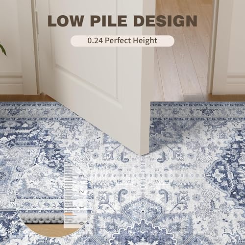 Washable 5x7 Area Rugs, Non Slip Rug for Living Room Navy/Blue - color: Navy/Blue, size: 5' x 7' (Rectangular)