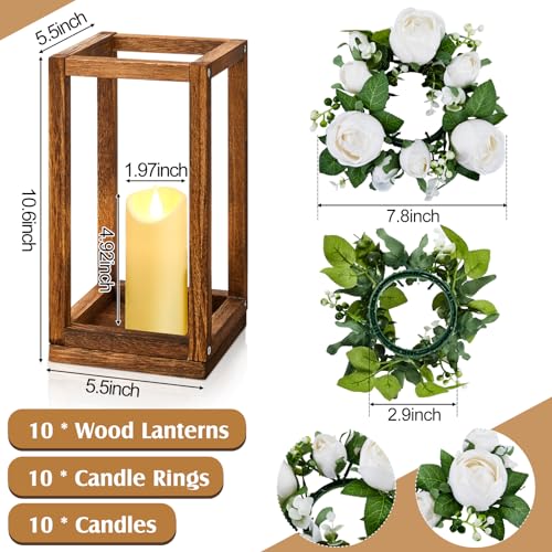 30 Pcs Wedding Lantern Centerpiece with Candle Holders, White Flower - color: White Flower