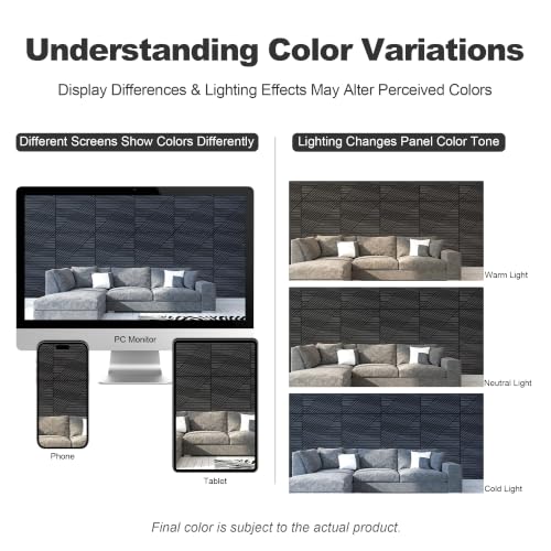 WoveN SounD Acoustic Wall Panels, Black Oak, 8 Pack, 23.6x23.6 in - color: Black Oak, size: Linear Array Prismatic Shadows