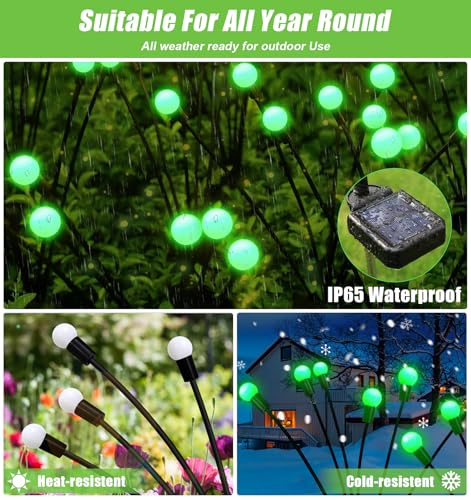 Solar Garden Lights Outdoor Waterproof, Swaying Firefly Light, Garden Decor - color: Green, size: 4 Pack