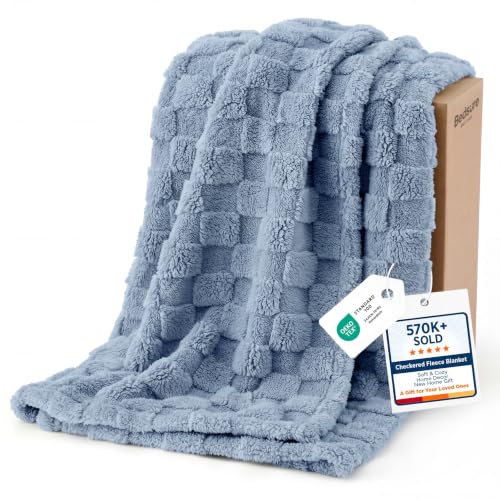 Bedsure Checkered Soft Cozy Twin XL Blanket for Bed, Ashley Blue, 66"×90" - color: 02 Ashley Blue, size: Twin XL (66" X 90")