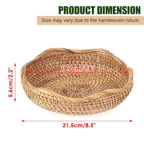 Hipiwe Natural Rattan Tray 8.5" Wicker Key Basket Bowl for Entryway Table - color: Natural Color, size: 8.5 Inch