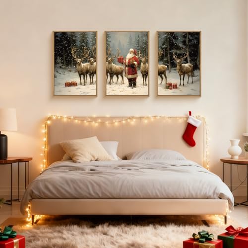 Celestdeco Large Christmas Santa Claus Framed Canvas Wall Art Set-24"x36"x3 - color: Santa Claus Wall Art, size: 24"L x 36"W