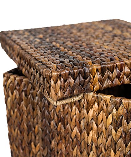 BIRDROCK HOME Woven Seagrass Storage Ottoman Cube with Lid, Espresso, 18” - color: Espresso