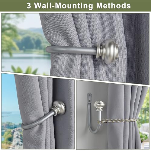 Curtain Holdbacks 2pcs, Metal Curtains Tiebacks for Drapes Window Home Decoration, Matte Sliver - color: Matte Sliver