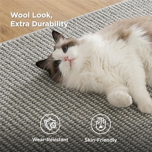 Bedsure 5x7 Faux Wool Area Rug for Living Room, Machine Washable, Gray - color: 08 - Gray, size: 5' x 7' (Rectangular)