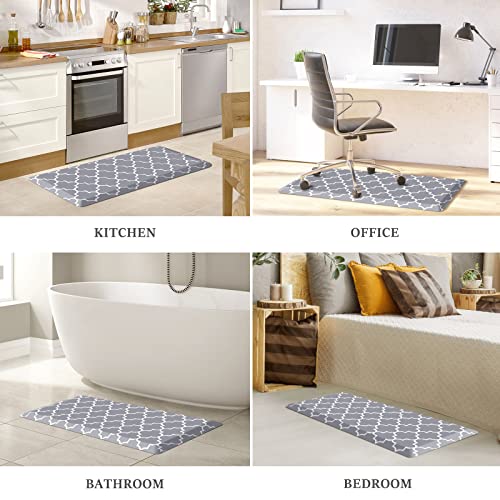 WISELIFE Kitchen Runner Rugs Anti-Fatigue mats, 17.3" x 39", 4/5 Inch, Grey - color: Stylish Grey, size: 39"L x 17.3"W x 0.8"Th