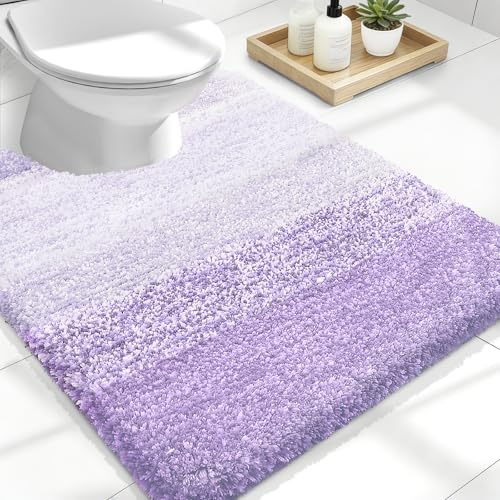 OLANLY Luxury Toilet Rugs U-Shaped 24x20, Soft Absorbent Microfiber Mat - color: Light Purple, size: 24" X 20" Contour Rug