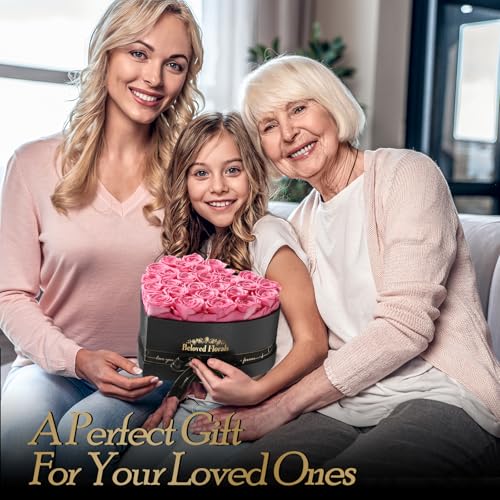 27 Preserved Flowers Rose Birthday Gifts for Women Her Mom Wife Girlfriend Grandma on Valentines Mothers Day Christmas Anniversary Romantic(Pink) - color: Romantic Pink, size: 27 Roses