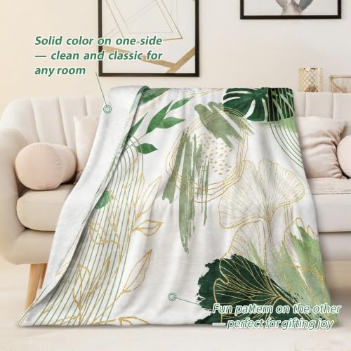 Sage Green Leaf Twin Blanket, 60x80 in - color: Green, size: 60"Wx80"L