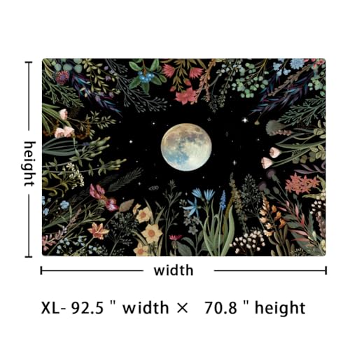 Amhokhui Moonlit Garden Tapestry Floral Flower Tapestries - size: 92.5"L x 70.8"W