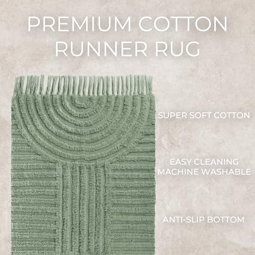Beautiful Boho Rug with Tassels for Bathroom - Soft 2x3 ft Cotton - color: Sage Green, size: 2' x 3' (Rectangular)