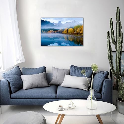 SKASNFAI Lake Canvas Wall Art National Park Forest Mountains Painting Artwork Nature Prints Poster Framed for Living Room Bedroom (16x24 inch) - color: Forest 06, size: 16"L x 24"W