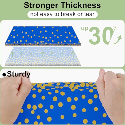 Smiry Disposable Rectangle Plastic 54 x 108 Inch Table Cloth 3 Pack - color: Blue and Gold