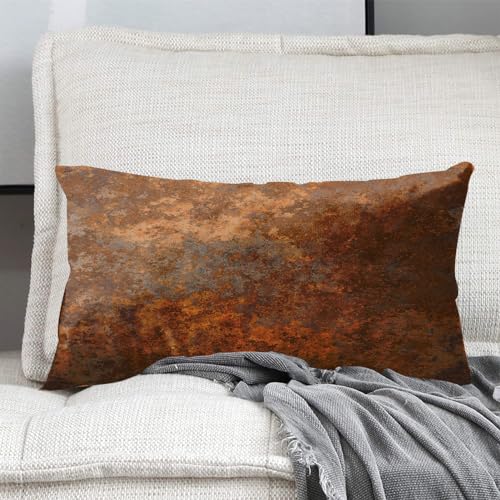Emvency Throw Pillow Covers Set of 2, 12 x 20 Inch, Rustic Rusty Metal | Copper Brown Outdoor Decorative Square Pillow Cases Couch Cushion Case for Couch Bed Sofa Living Room Home Decor - size: 20" x 12" (Pack of 2)