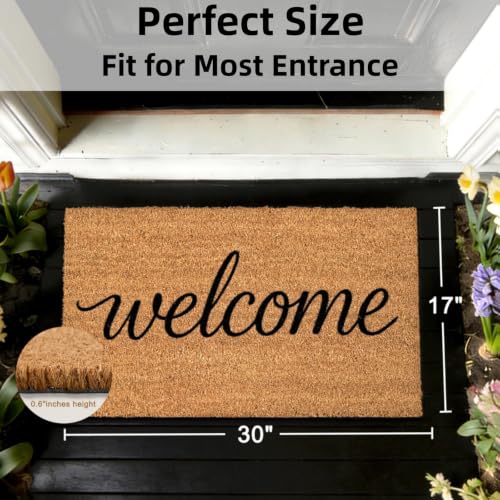 Natural Coir Welcome Door Mat Outside Inside Entrance 17x30 Welcome