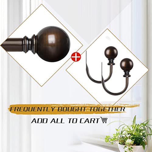 KAMANINA Curtain Holdbacks 2 Pack Wall Mounted with Bronze Round Finials - color: Antique Bronze