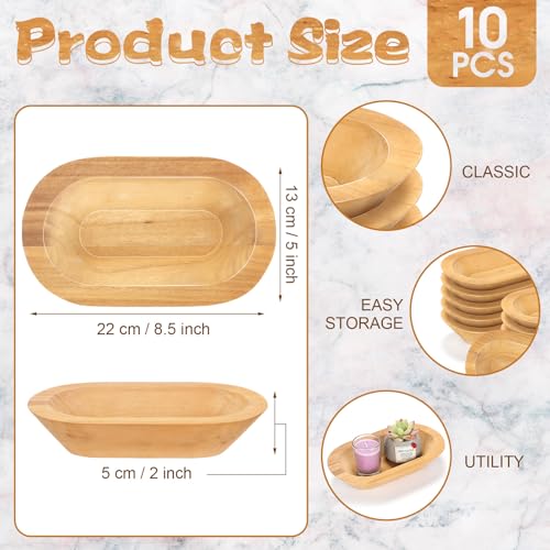 Nuogo 10 Pack 8.5 Inches Wooden Dough Bowls Bulk Rustic Bowls, Khaki - color: Khaki, size: 8.5 Inches