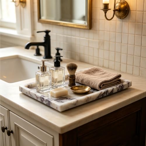 Natural Marble Tray Jewelry Perfume Decorative Tray for Home Bathroom Decor