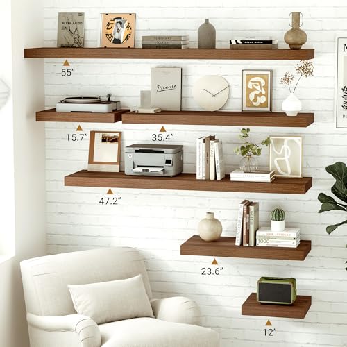 Vivelove Deep Floating Shelves, 16 X 12 Inch, Walnut,Set of 2, - color: Walnut, size: 16”wx12”dx1.5”h