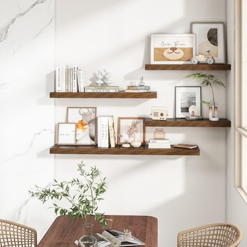 RICHFOCUS Long Floating Shelves for Wall 2Pack|Rustic Brown|40" Lx8 D - color: Rustic Brown, size: 39.4"L x 8"D, Set of 2