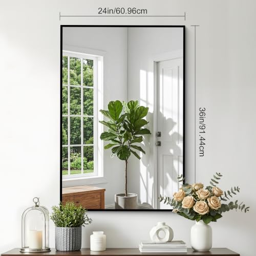 36" x 24" Bathroom Mirror, Bathroom Vanity Mirror-Black, - color: Frame, size: 36"L x 24"W