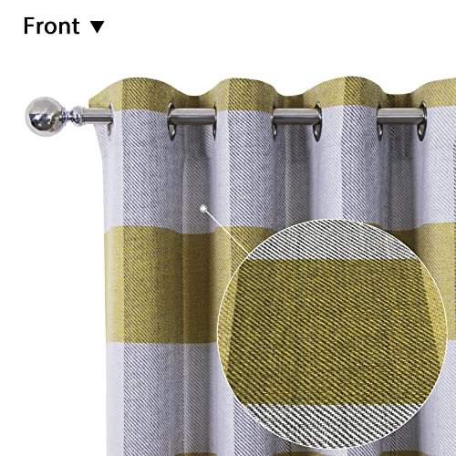 always4u Yellow Check Curtains Plaid Farmhouse Window Curtains Grommet Drapes for Living Room Bedroom 2 Panels 54 * 63 Inches - color: Yellow, size: 54"W x 63"L (Pack of 2)