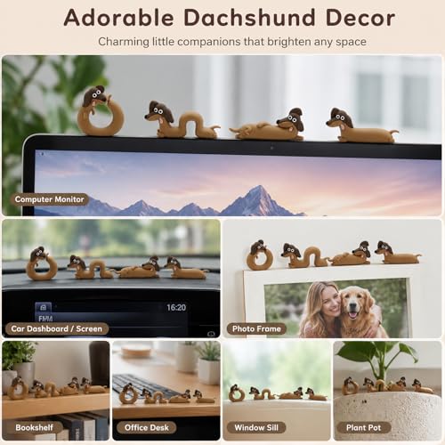 Dachshund Monitor Buddy Figurines, Set of 4 - color: Brown-dachshund