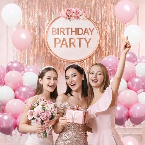 Patimate Pink and White Balloons Set 50 pcs 12 inch - color: Pink White