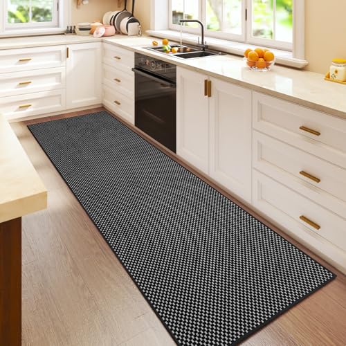 YDKGL Kitchen Runner Rug Mat Non Slip Hallway Runner Washable Black 2x6 ft - color: Black, size: 2' x 6'