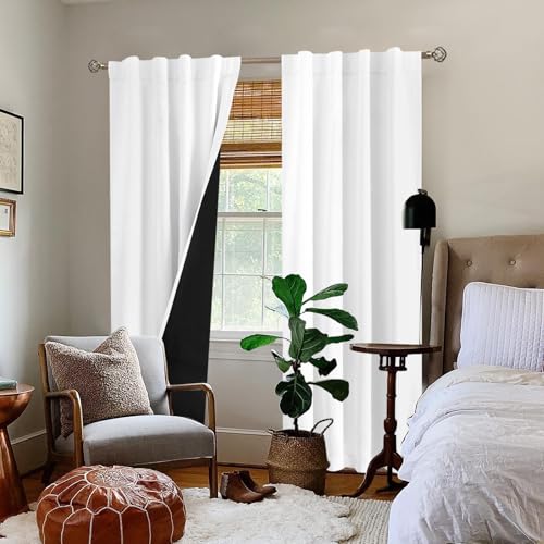 BGment Pure White Blackout Living Room Curtains 84 inches Long, 2 Panels - color: Pure White, size: 38"W x 84"L (Pack of 2)