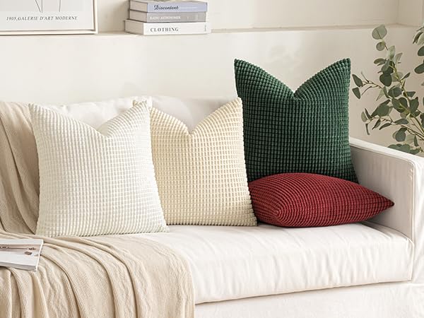 MIULEE Throw Pillow Covers 18x18 Inch Set of 4 Christmas Red and Green - color: Christmas Red and Green, size: 18" x 18" (Pack of 4)