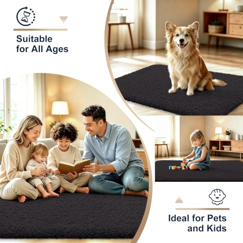 OLANLY Microfiber Bathroom Rugs 30x20, Ultra Soft Absorbent Bath Mat, Black - color: Black, size: 30" X 20"