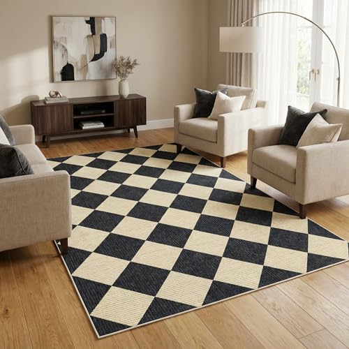 GarveeHome 4x6 Modern Checkered Area Rug Black Washable Rug for Nursery - color: Dark/Coffee, size: 4' x 6' (Rectangular)