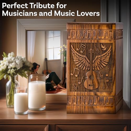 Guitar Wings Wooden Urn for Human Ashes, Medium 115 Cu in, Rosewood - color: Rosewood, size: Medium (115 Cu In, to 115 lb)