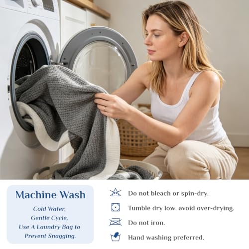 BEDELITE Soft Cozy Chenille Waffle Knit Throw Blanket,Farmhouse Boho - color: Grey, size: Twin(60"x80")