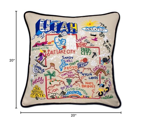 Catstudio Utah Hand Embroidered Pillow, Decorative Throw Pillow - color: Utah