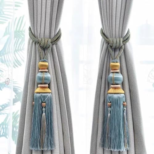 Paired Lantern Single Hanging Ball Tassels Curtains Buckle Sling Binding Lantern Tiebacks Handcrafted Braided Buckle Drapery Curtain Holdbacks Window Treatments for Home 2 Pack - color: Brown, size: 11.81 inches